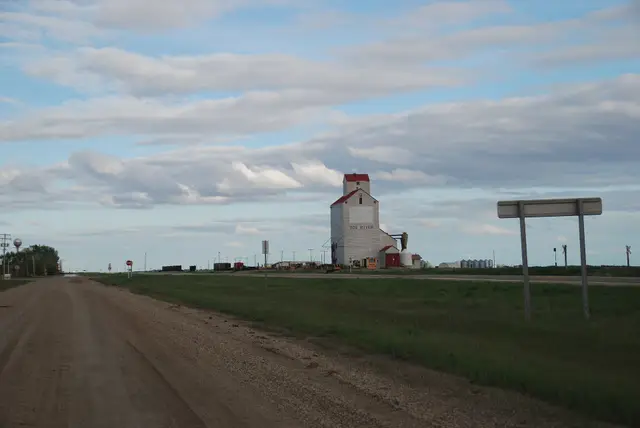 The grain elevator on the edge of town